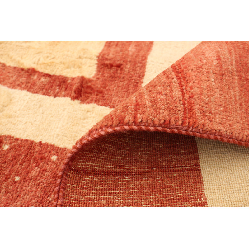 Tapis de la zone en laine rouge/ivoire 8 pi 1 po x 10 pi 6 po one-of-kind-the main-noué la 2010 Fils