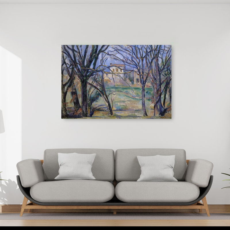 Arbres et maisons, 1885-1886, estampe d'art mural d'architecture contemporaine abstraite, H 40 po x l 60 po