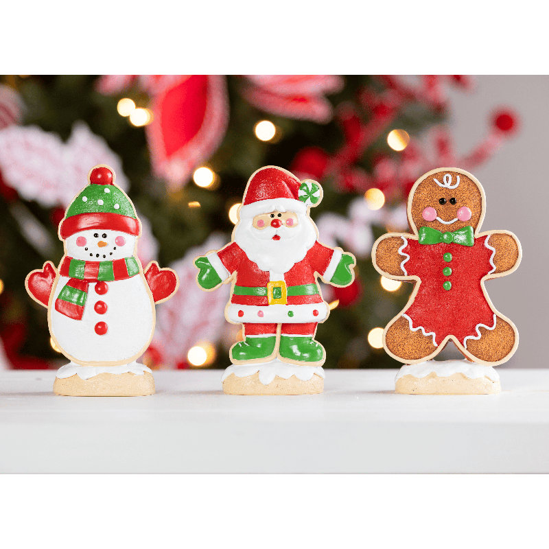 Figurine de personnage de Noël en résine, objets décoratifs, rouge, résine, ensemble de 3, plateau de table, salon, Noël, décoration de Noël