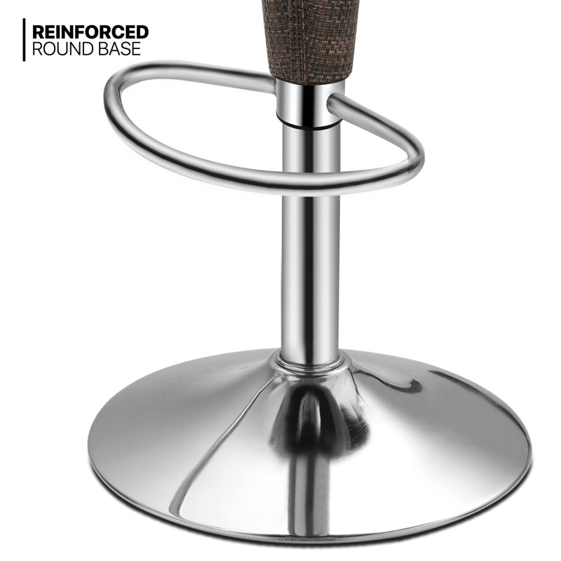 Brown Adjustable Swivel Metal and Rattan Bar Stools (Set of 2)