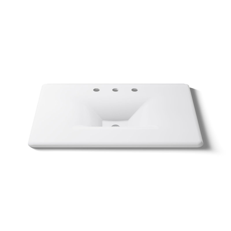 Iron Impressions 32" Single Bathroom Vanity Top, White, 8" Centers