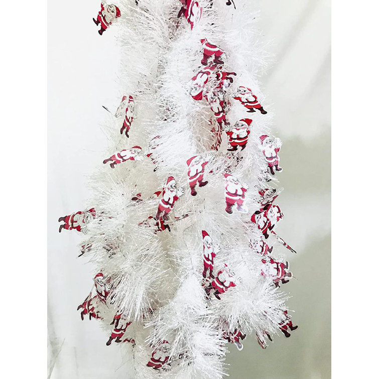 Christmas Tree Garland. Red and White Beaded Garland. Felt Ball Garland.  Beaded Garland. Christmas Decor.5ft 