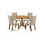 L'ensemble de table de cuisine 5 pièces pour 4 personnes comprend une table de salle à manger ronde avec piédestal et 4 chaises de salle à manger Parson en tissu brun clair clair, naturel-1480473316-1480493594-1480473319