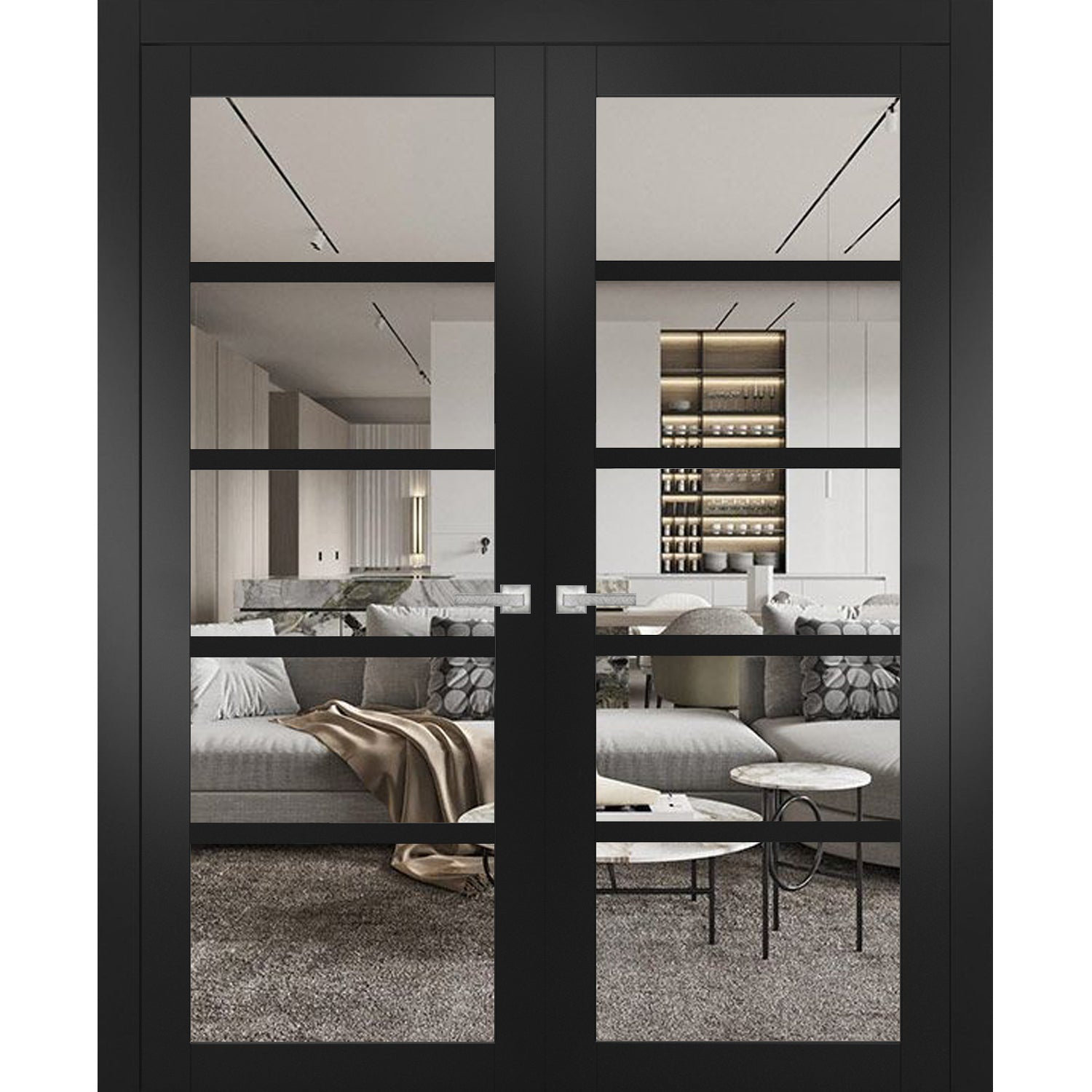 SARTODOORS Quadro Clear Glass Paneled Wood French Black Doors & Reviews ...