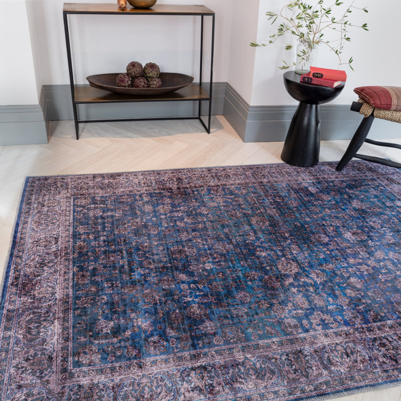 Hopkins Flatweave Navy/Brown Rug, Rectangle 160 x 230cm