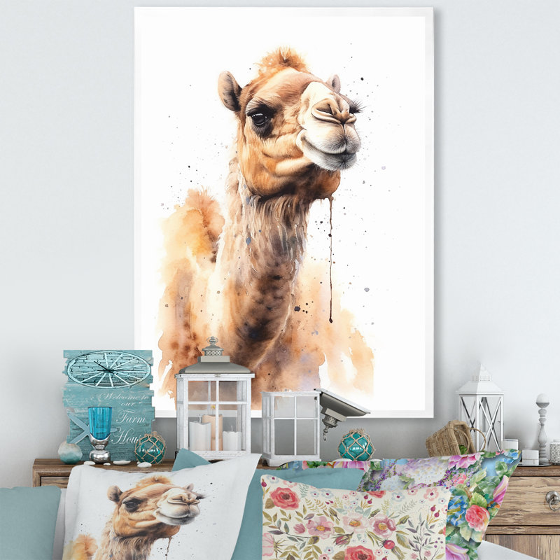 Camel Desert Nomad V sur toile, H 40 po x l 30 po x P 1,5 po, Cadre simple blanc