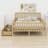 Classic Wood Platform Bed Frame with Guardrails and 2 Storage Drawers-126553073