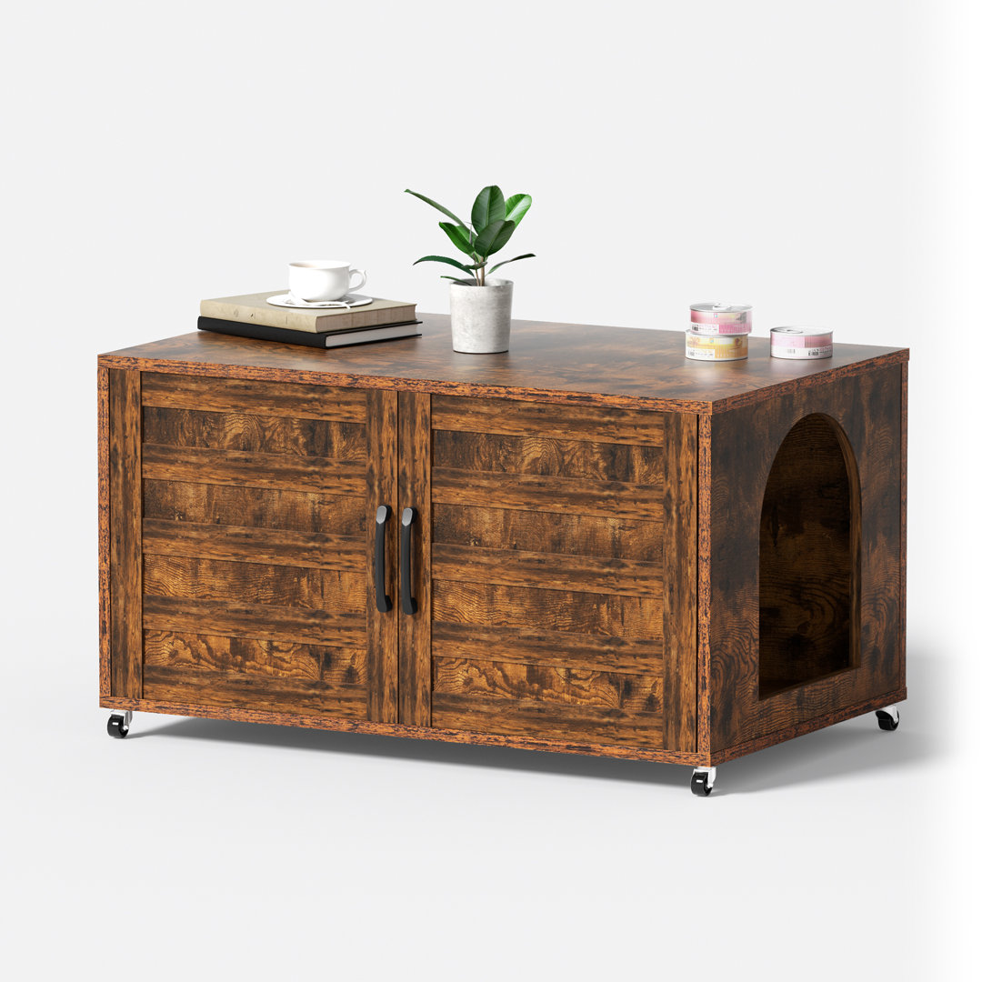 Cat Litter Box Enclosure,litter Box Furniture Hidden With Barn Door,wooden Cat Washroom Furniture Tucker Murphy Pet™ 