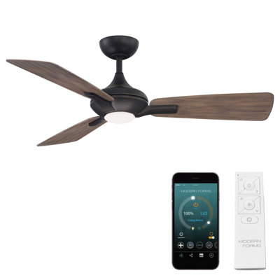 Mykonos 52" 3 - Blade Outdoor/Indoor Smart Ceiling Fan with Remote Control and LED Light Kit Included, Works With Alexa and iOS or Android App