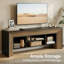 Meuble télé pour téléviseur de 70 po ou moins, meuble télé 63 po avec tablettes de rangement ouvertes, console média pour le salon et la chambre à coucher