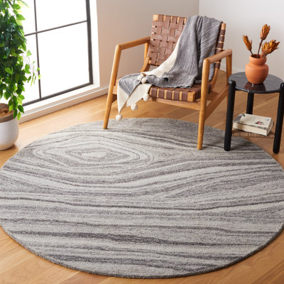 Tapis gris en laine touffeté à la main Chineme