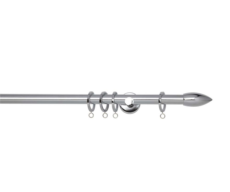 1.9cm Single Curtain Pole, 180cm W, Chrome