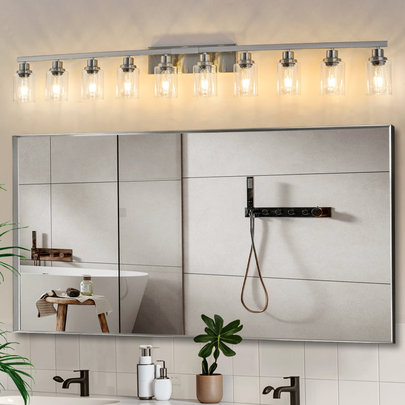 10-Light Bathroom Vanity Light with Clear Glass Shades for Vanity Mirror, Bathroom, or Bedroom, 10, Chrome