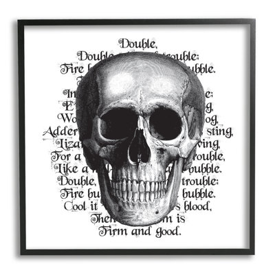 «Spooky Skull Layered Vintage Script», texte encadré noir, estampe numérique texturée