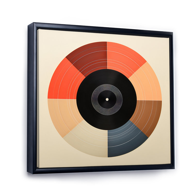 «Colorful Retro Vinyle IV», impression sur toile de disques vinyles, H 24 po x l 24 po x P 1 po, Cadre flottant noir