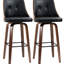Tabourets de bar noirs, hauteur de 2. Cuir d'unité centrale avec repose-pieds et dossier. Pieds en bois massif à 360 ° pour une hauteur de soutien de 2 po, noir. Dossier et repose-pieds. Pivot, une base élégante