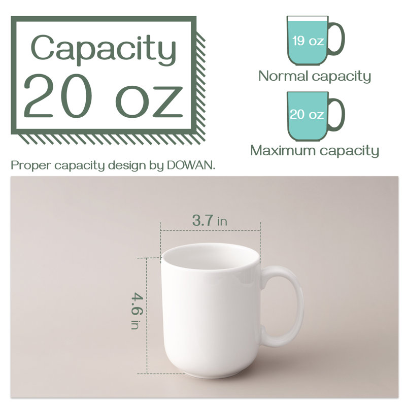 20oz. White Ceramic Straight-Sided Coffee Mugs (Set of 6), 6