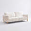 Canapé moderne à accoudoirs évasés à 3 places, lin texturé naturel, beige-962854191