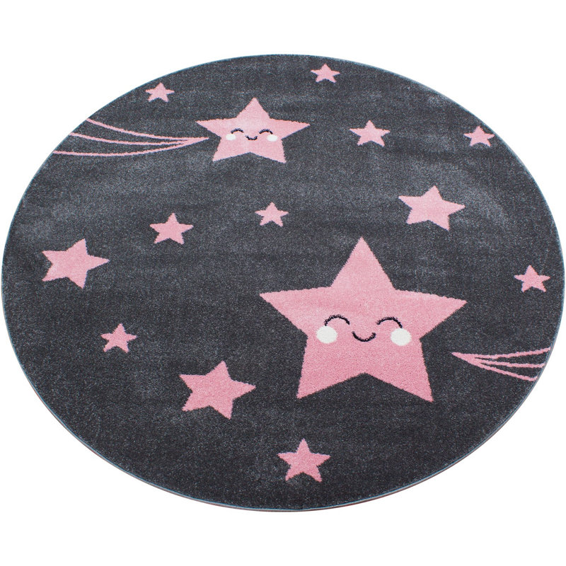 Hooked Pink/Grey Rug, Round 160cm