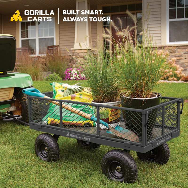 Gorilla Cart 800 Pound Capacity Heavy Duty Steel Mesh Utility Wagon Cart, Black