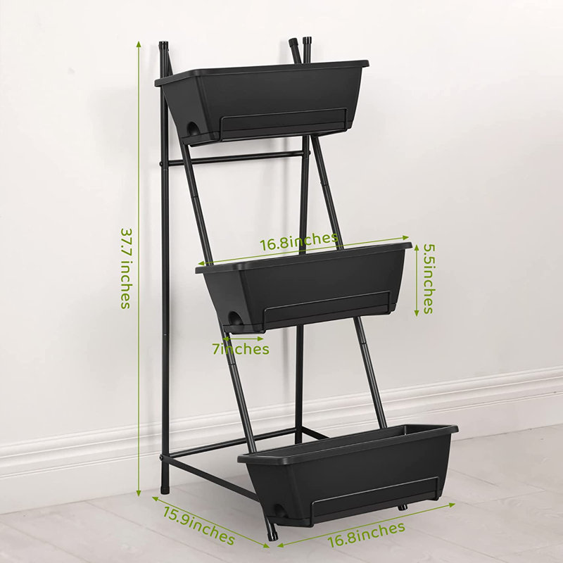 Nathanim Vertical Garden, Black, 37.7" H x 16.8" W x 16" D