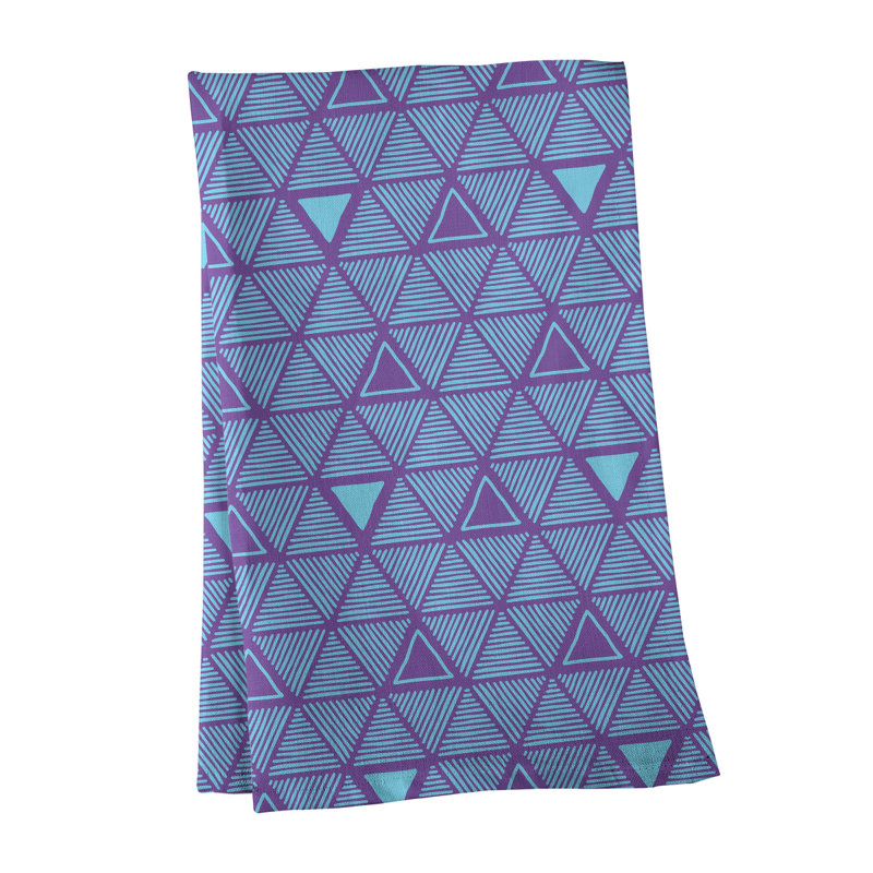 Torchon triangle dessiné à la main, Violet foncé / bleu sarcelle, Polyester sergé