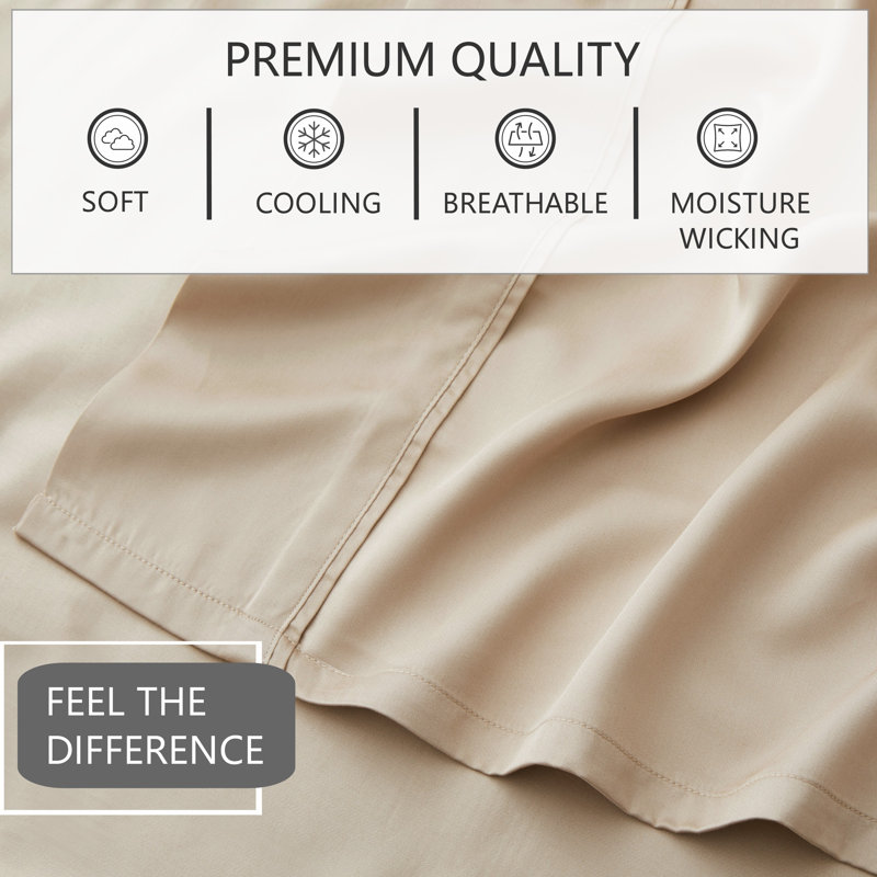 Sateen Sheet Set, California King Sheet Set with 2 King Pillowcases, Taupe