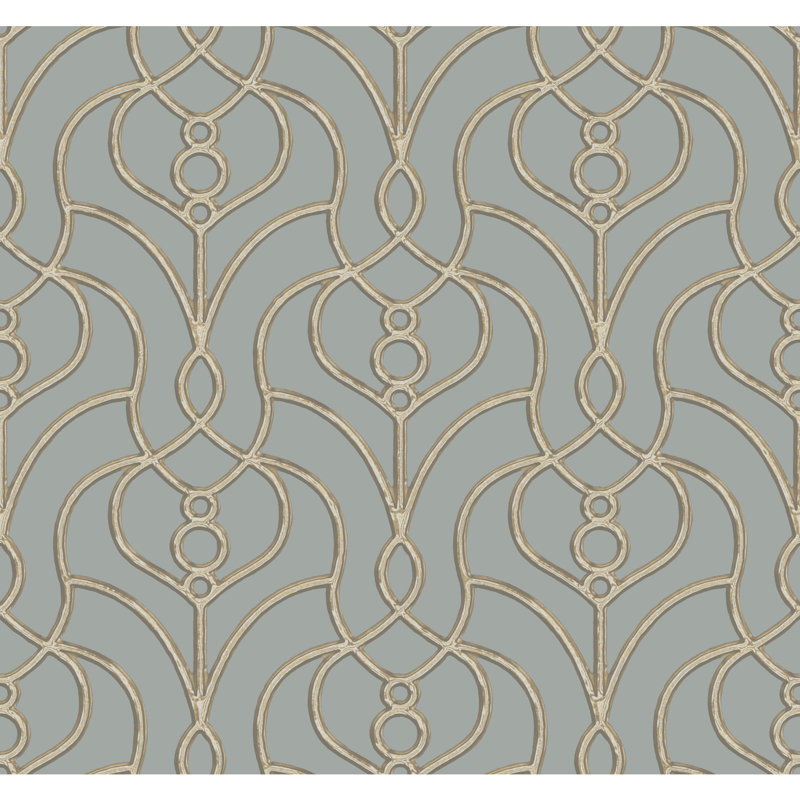 Divine Trellis Shimmer Wallpaper Roll, Dusty Blue