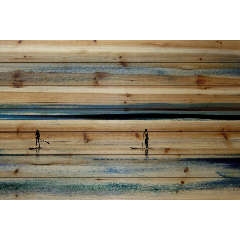 «Surfboard Paddling» par Parvez Taj, reproduction sur bois, H 8 po x l 12 po x p 1,5 po