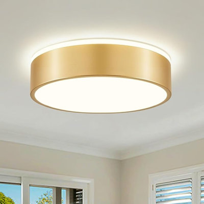 Dimmable Gold LED Ceiling Light, 2700K-6000K 5CCT In One Modern Flush Mount Ceiling Light Fixtures, Minimalist Round Metal Ceiling Lamp For Bedroom Kitchen Hallway Laundry Room-11.8In