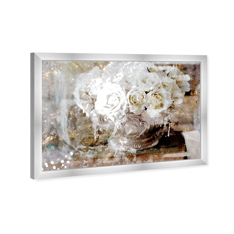 Serving " Serving Roses " Graphic Art Print, 38" H x 56" W, Silver Framed