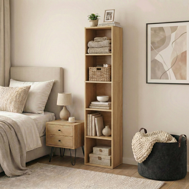 Gerardi 32cm W Standard Bookcase, Oak, 132 cm H x 32 cm W