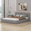 Grand lit tapissier au sol en velours-102533748