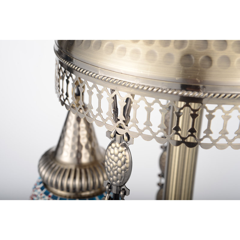 Turkish Moroccan Floor Lamp, 154cm Tall - 5 Olive-shaped Fabric Lampshades, Handcrafted Mosaic Metal Base, Soft Warm Light For Living Room Bedroom Home Decor (5 Bulbs Included)