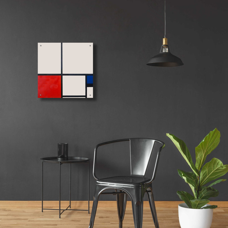 "Composition en blanc, rouge et bleu" par Piet Mondrian, H 24 po x l 24 po x P 0,2 po