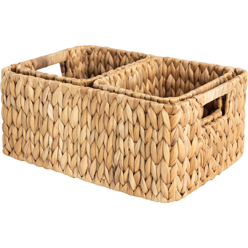 Paniers de rangement en osier pour tablettes, paniers de rangement en jacinthe d'eau pour l'organisation, ensemble de 3 paniers en osier pour la salle de bain (1 pièce grand, 2 pièces moyen)
