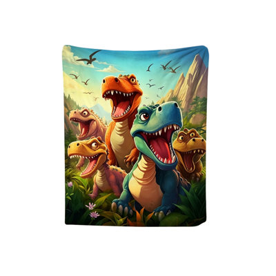 Jeté en flanelle à motif de dinosaures Kondieu