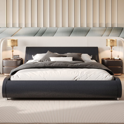 Low Profile Sleigh Bed With Adjustable Headboard