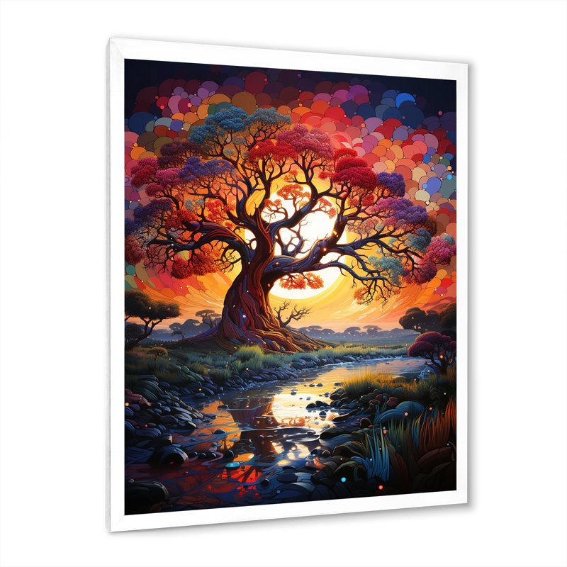 Baobab africain, teintes cosmiques II - baobab, impression d'art mural, H 40 po x l 30 po, Cadre simple blanc