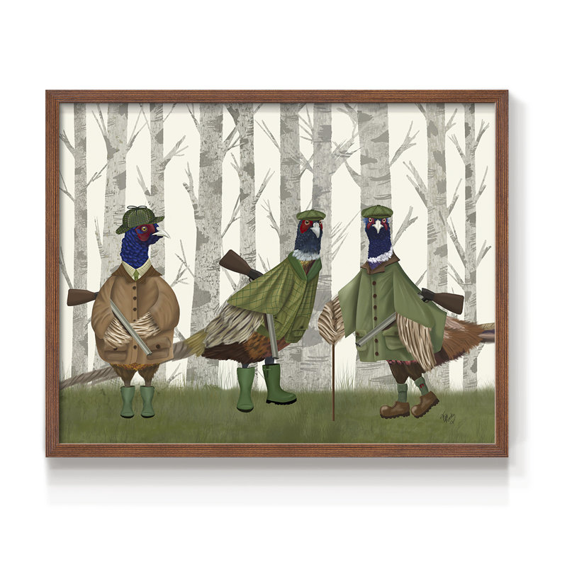 Faisan du groupe de tir 2 - Reproduction encadrée - Restickable, H 8 po x l 10 po, Noyer
