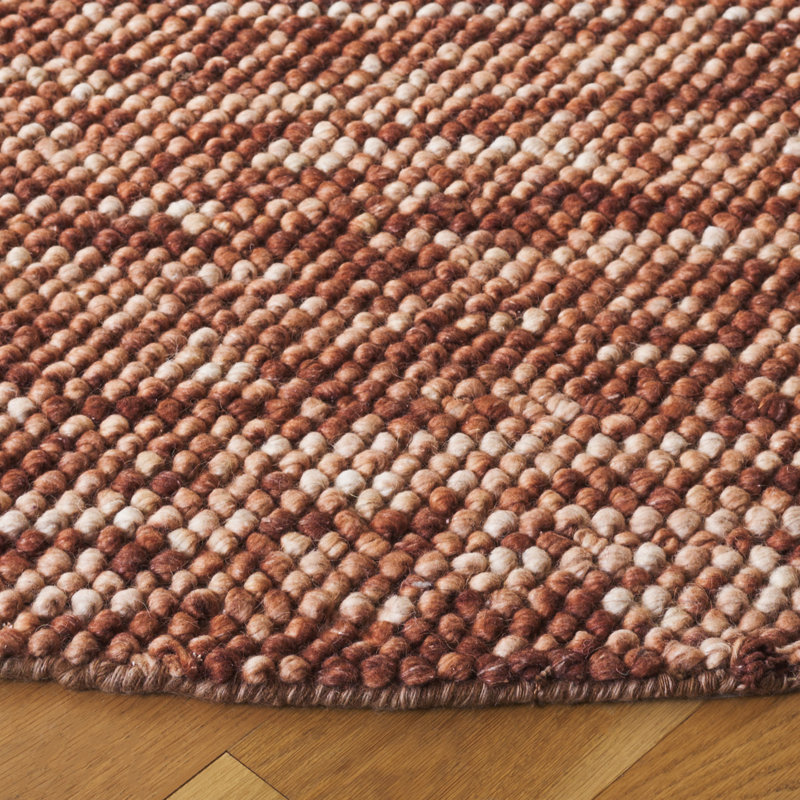 425 Handwoven Wool/Cotton/Polyester No Pattern Indoor Use Only Rug in Rust/Brown, Round 6'