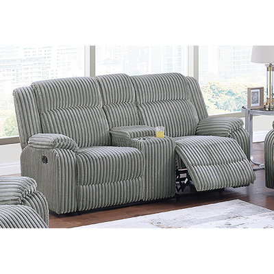 2pc Motion And In Smoke Fur-like Corduroy With Cushion Couch Reclining Function Modern Metal For Living Room