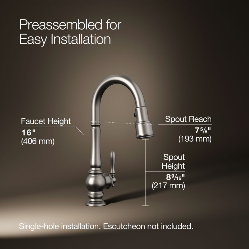 Artifacts® Pull Down Bar Faucet with Accessories, Vibrant Stainless