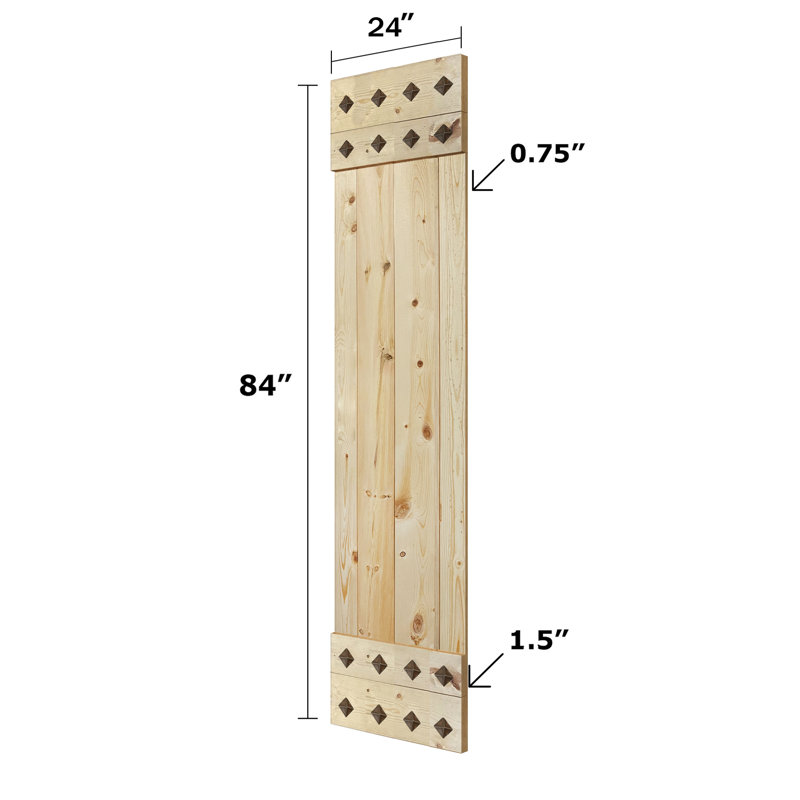 Porte de grange lambrissée peinte en bois sans trousse de quincaillerie d'installation, 24 po x 84 po, Sans finition