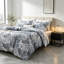 Ensemble de couette réversible noir et gris à motifs botaniques pour lit queen, 7 pièces dans un sac-134896203