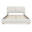 Grand lit plateforme en tissu bouclé de style crème grand, cadre rembourré doux avec des pieds en bois massif, aucun sommier nécessaire-1105139692