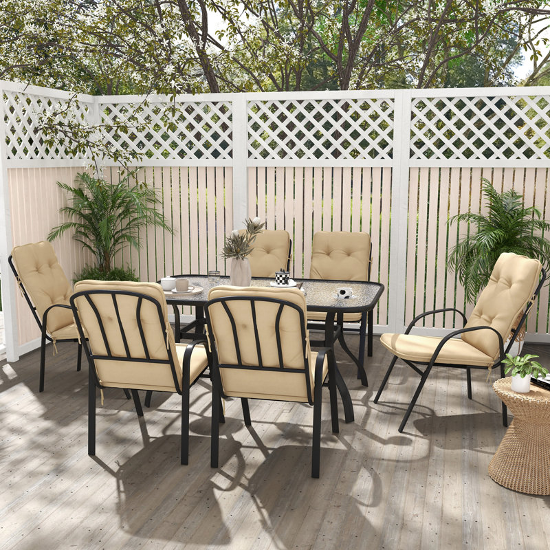 Roseland 6 - Person Patio Dining Set with Rectangular Table , Cushions Included
