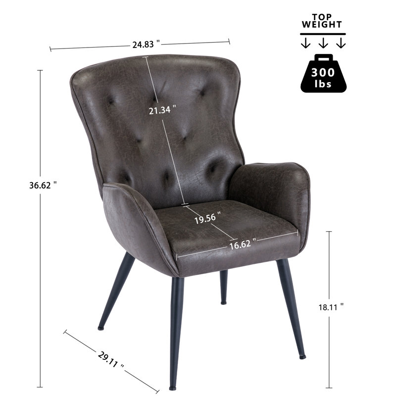 Fauteuil à oreilles Jolyssa, Similicuir gris-noir
