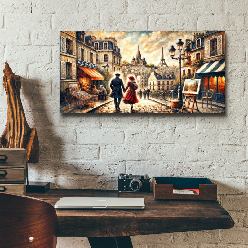 «Date Night Montmartre» par Rey Klimt, art mural en verre acrylique, H 12 po x l 24 po