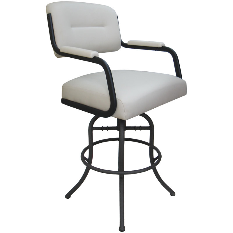 Tabouret de bar pivotant 30 po Jomiah, Gris, Blanc